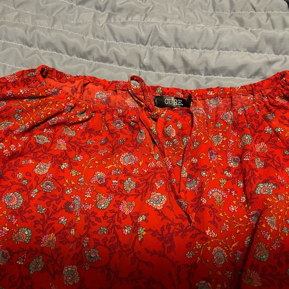 CURE Red Floral Women's Blouse - Picture 6 of 7